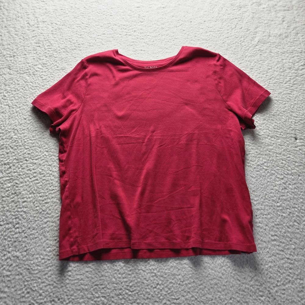 Talbots Shirt Womens Plus 2X Red Crew Neck Short Sleeve Solid Jersey Top